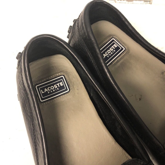 Lacoste PARIS Concours Men\'s Driving Loafers Black Fine Leather 9 Wide -‎ 9.5 main image 9